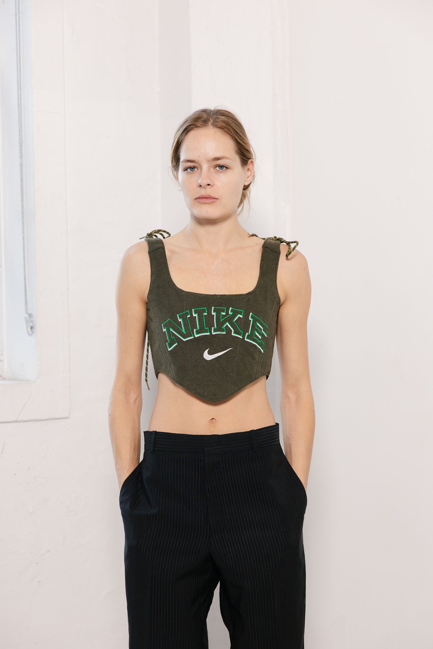 Reworked Corset Tops Nike Vintage Corset Reworked Nike Corset In Green