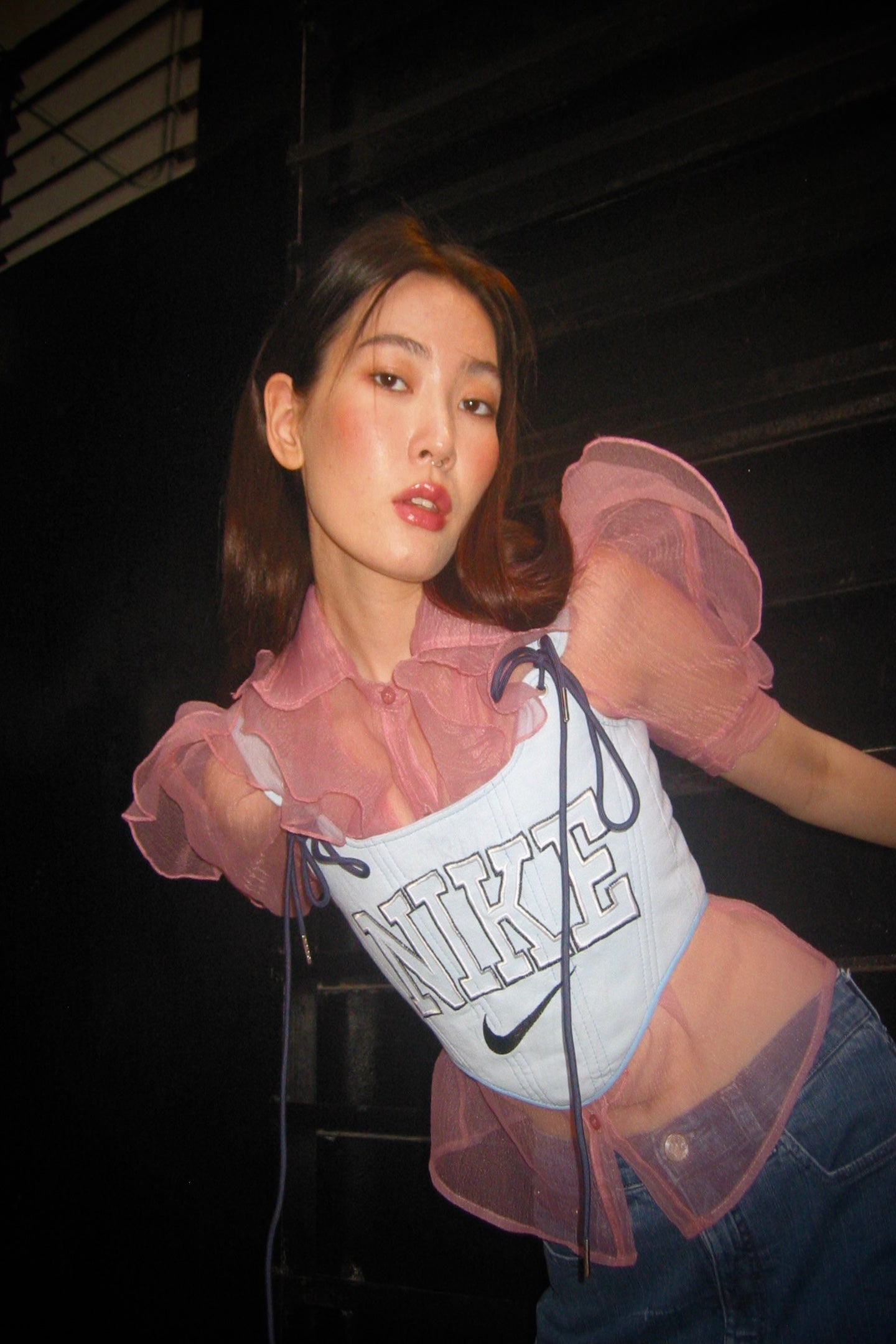 Reworked Corset Tops Nike Vintage Corset Reworked Nike Corset In Green